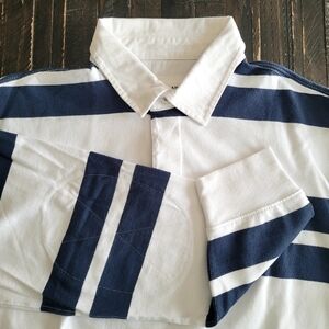 American Eagle Long Sleeve Boxy Rugby Polo Shirt Mens Size Medium